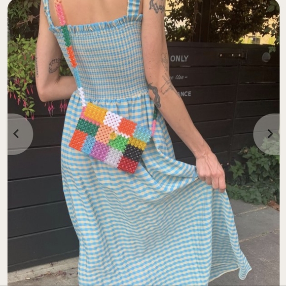 🆕 FIND ME NOW Crayola Cerulean Checkered Gingham Blue Kasi Dress M - Picture 5 of 8